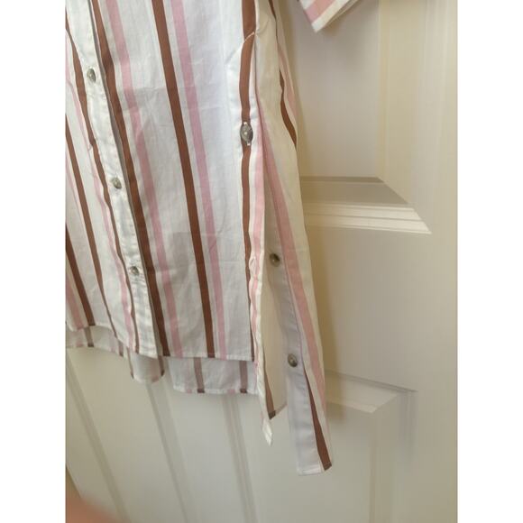Anthropologie Short Sleeve Striped Oversized Button-Down Shirt Size XXS NWT - Picture 5 of 6